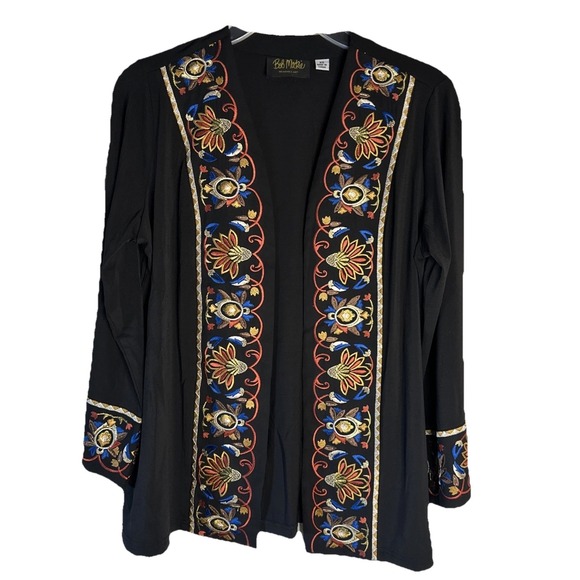 Bob Mackie Jackets & Blazers - Bob Mackie Byzantine Embroidered‎ Border Kimono Wearable Art Size XS Black
